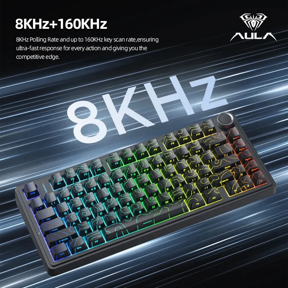 AULA F75HE Hall‑Effect Magnetic Gaming Keyboard 75% 8000Hz Rapid Trigger SOCD Tri‑Mode Hot‑swap RGB PBT Keycaps PC Gamer
