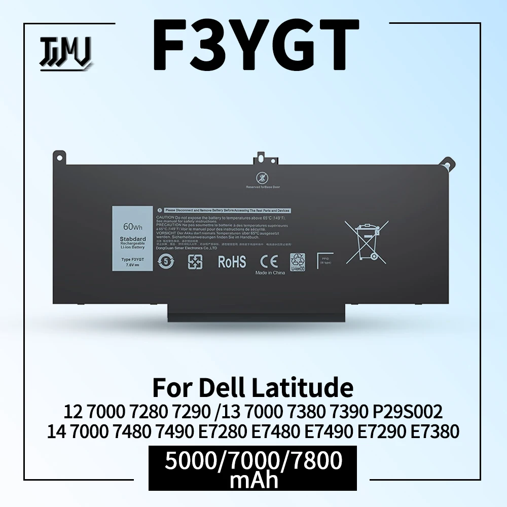 

5 штук F3YGT 7480 2X39G аккумулятор ноутбука Dell Latitude 12 7000 7280 7290 13 7000 7380 7390 P29S002 14 7000 7480 7490 E7280 E7480 E7480 E7490 E7290 E7380 аккумулятор подходит Dell 453-BBCF 451-BBYE KG7VF DM3WC DM6WC