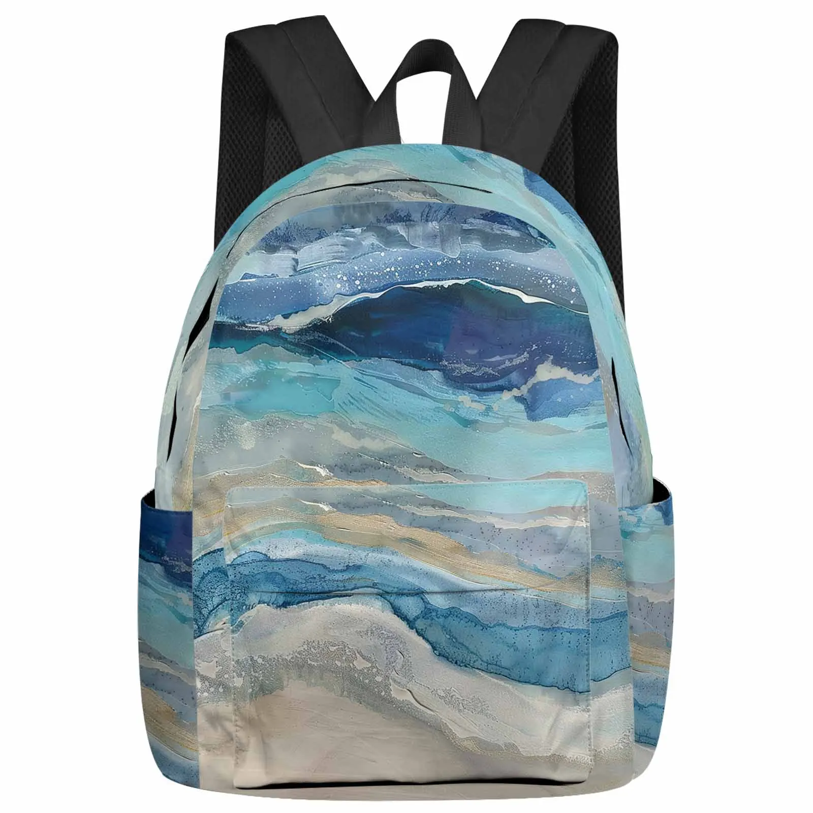 Wave Beach Gradient Backpack Teenagers Student School Bags Laptop Custom Backpack for Men Women Travel Bag