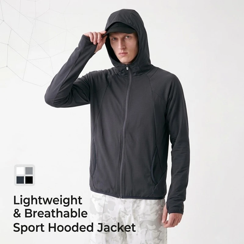 Unisex Fleece-Lined Athletic Hoodie - Warm & Elastic Full-Zip Sweatshirt for Autumn Hiking, Gym & Casual Wear
