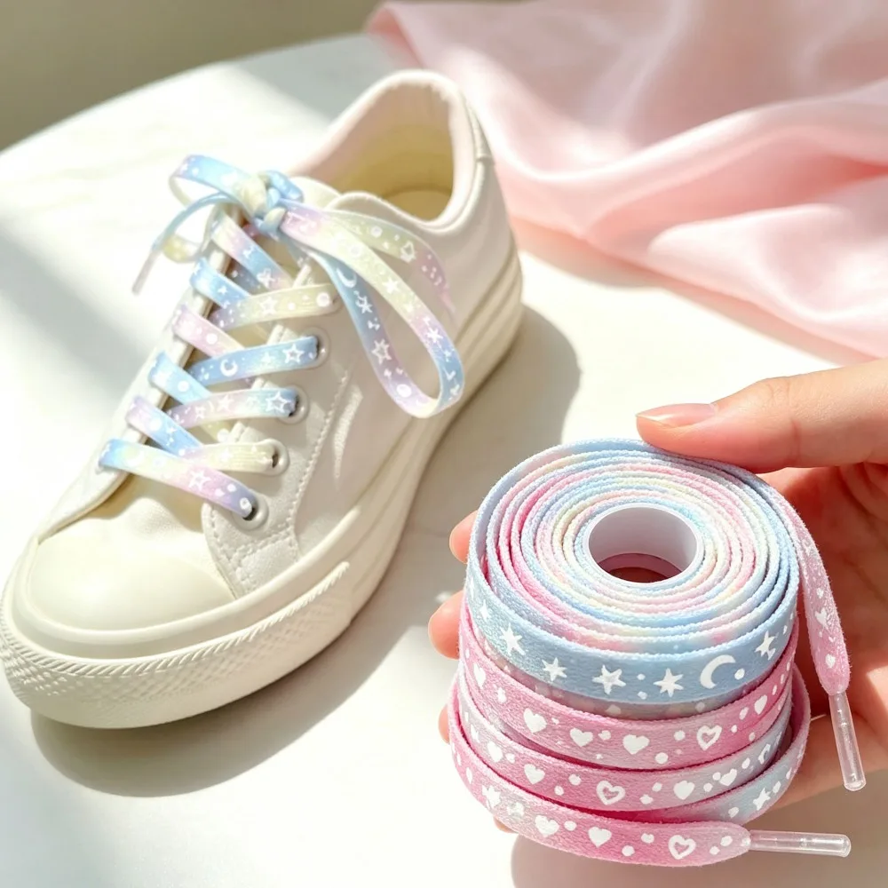 Reflective Star Canvas Shoelaces, Double-sided High Bright Flat Luminous Shoe Laces, Unisex Sneaker Replacement Shoelaces