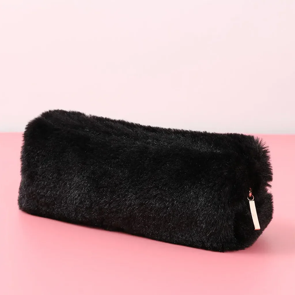 Borsa portapenne in peluche per ragazze cancelleria Kawaii astuccio portapenne di grande capacità astuccio cosmetico borsa portaoggetti studenti