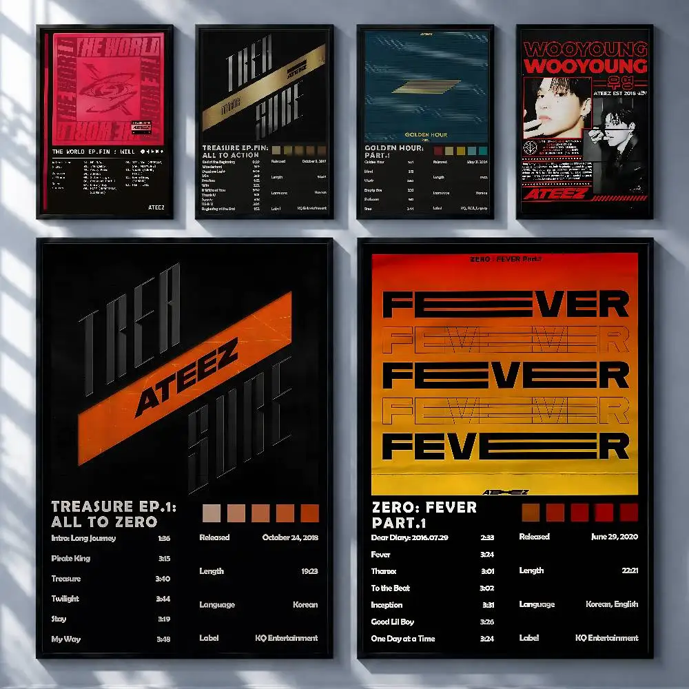 Trending K-Pop ATEEZ Posters Premium Self-Adhesive No Residue Wall Sticker for Home Office Bar Decor