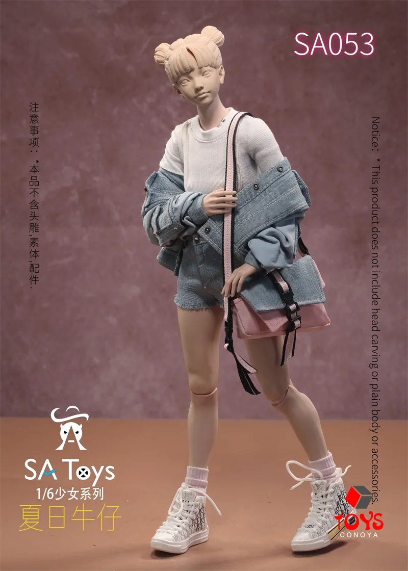 In Stock SA Toys SA053 1/6 Summer Denim Set Jacket Shorts T-Shirt Socks Bag Clothes Model Fit 12'' Soldier Action Figure Doll