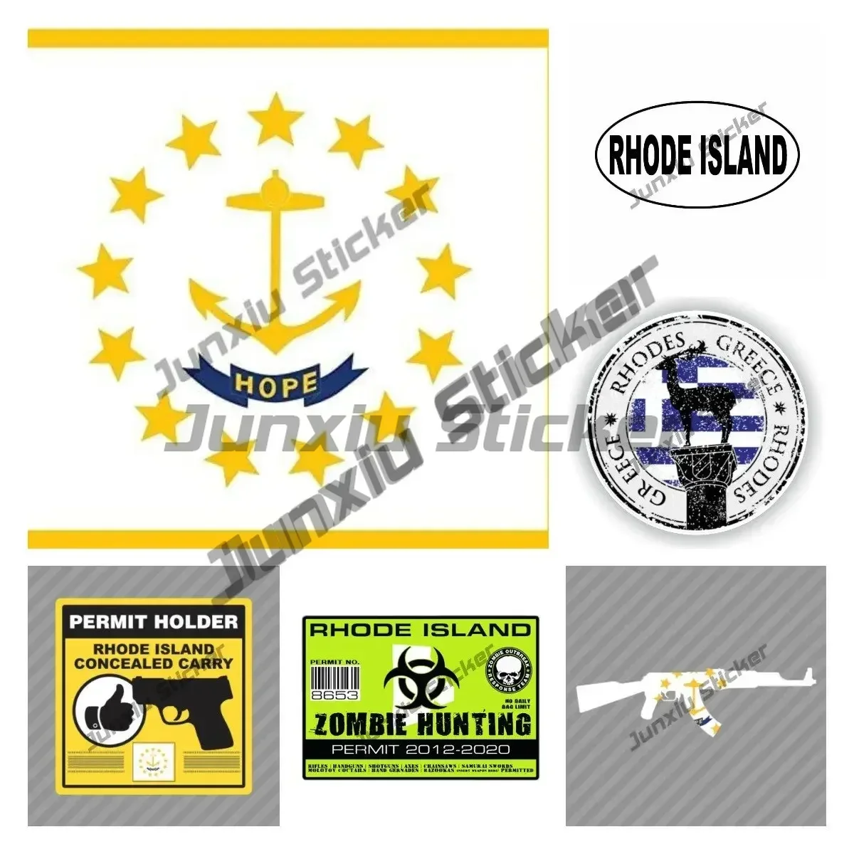 Fashion  Rhode Island State Stickers Rhode Island State Flag Decal Camper Bumper Yacht Sticker Premium Quality Vinyl Car Decal