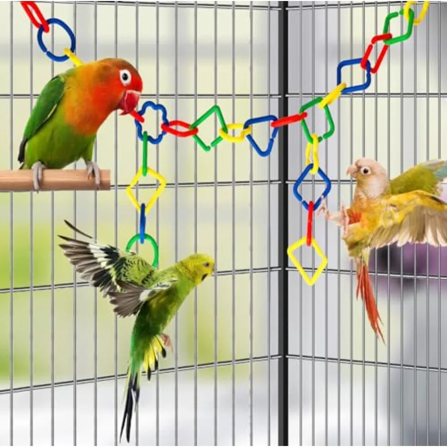 40 Stuks Plastic Ketting Links Speelgoed Willekeurige Vorm Kleur Link Suiker Zweefvliegtuig Kooi Accessoires Vogel Speelgoed Met Haken Voor Klimmen schommel Lti