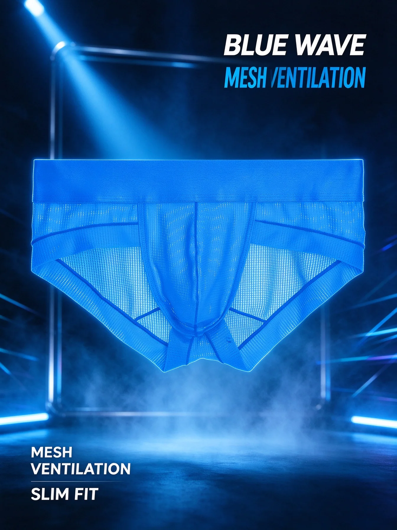 Breathable Mesh Men Briefs, Soft Stretch Nylon Fabric, Smooth Wide Waistband, See Through Slim Fit Underwear For Active Men