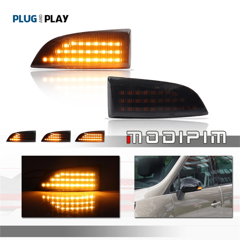 Amber Dynamic Blinker LED Car Front Side View Mirror Signal Lights For Renault Grand Scenic Laguna 3 Fluence Latitude Megane MK3