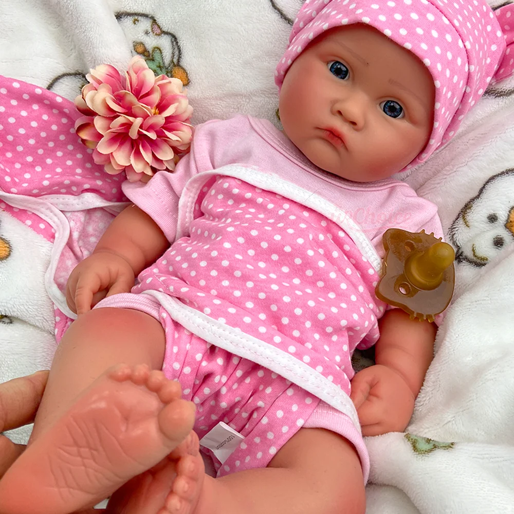 

18-дюймовая очаровательная силиконовая кукла-реборн, раскрашенная/неокрашенная, реалистичная, с эффектом веса, синие глаза, для девочек, подарок на день рождения