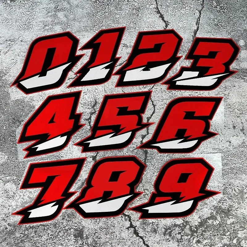 

1PC Racing Number Waterproof Vinyl Sticker For Motorcycle Car Helmet Decor, 0-9 Assorted Numbers S/M Sizes