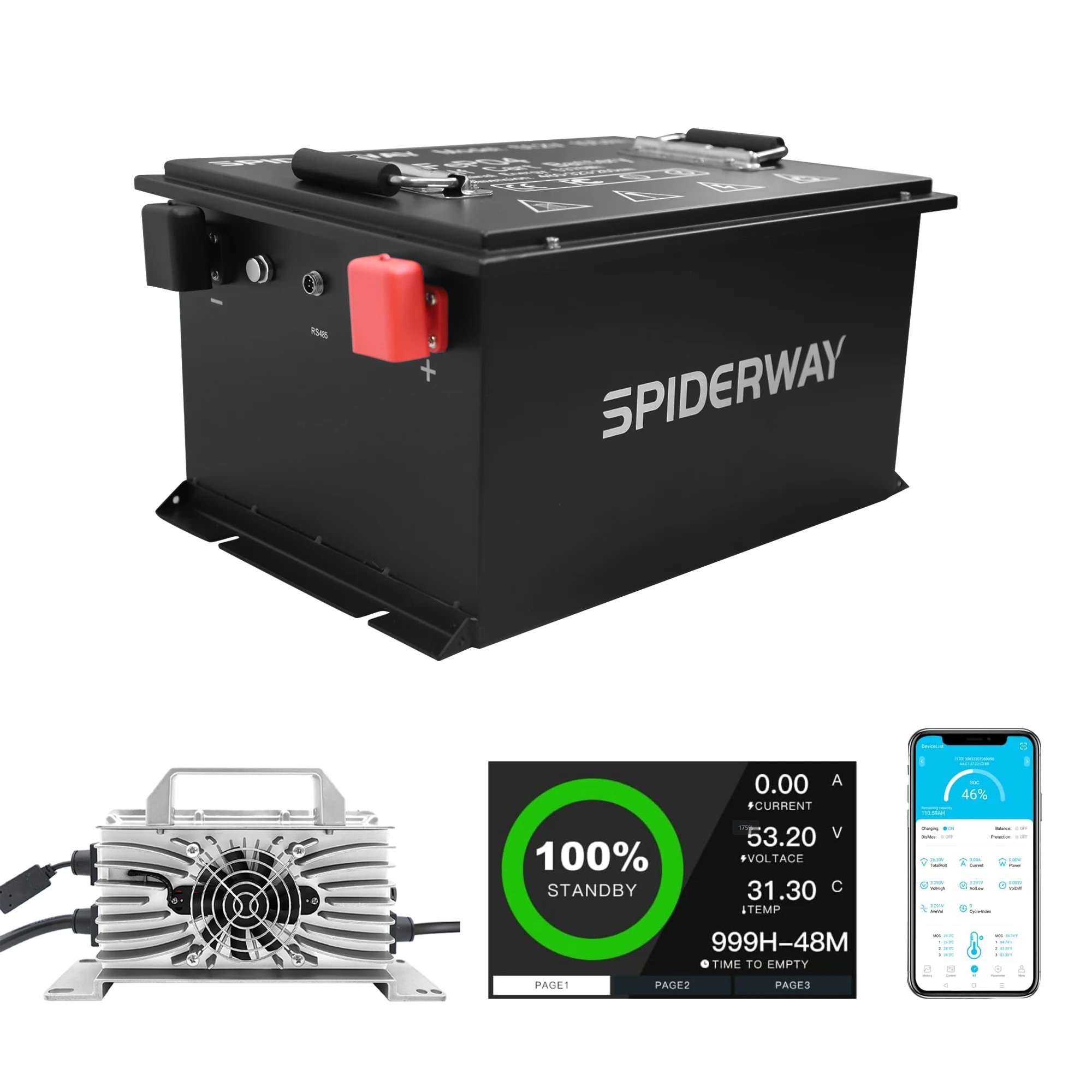 

(Ship from US) 48V 150Ah LiFePO4 Golf Cart Battery & 48V 25A Fast Charger for John Deere Electric Gator Utility Vehicle