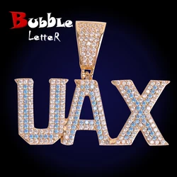 Bubble Letter Name Necklace Personalized Custom Pendant Iced Out Charms Bling Chain Hip Hop Jewelry