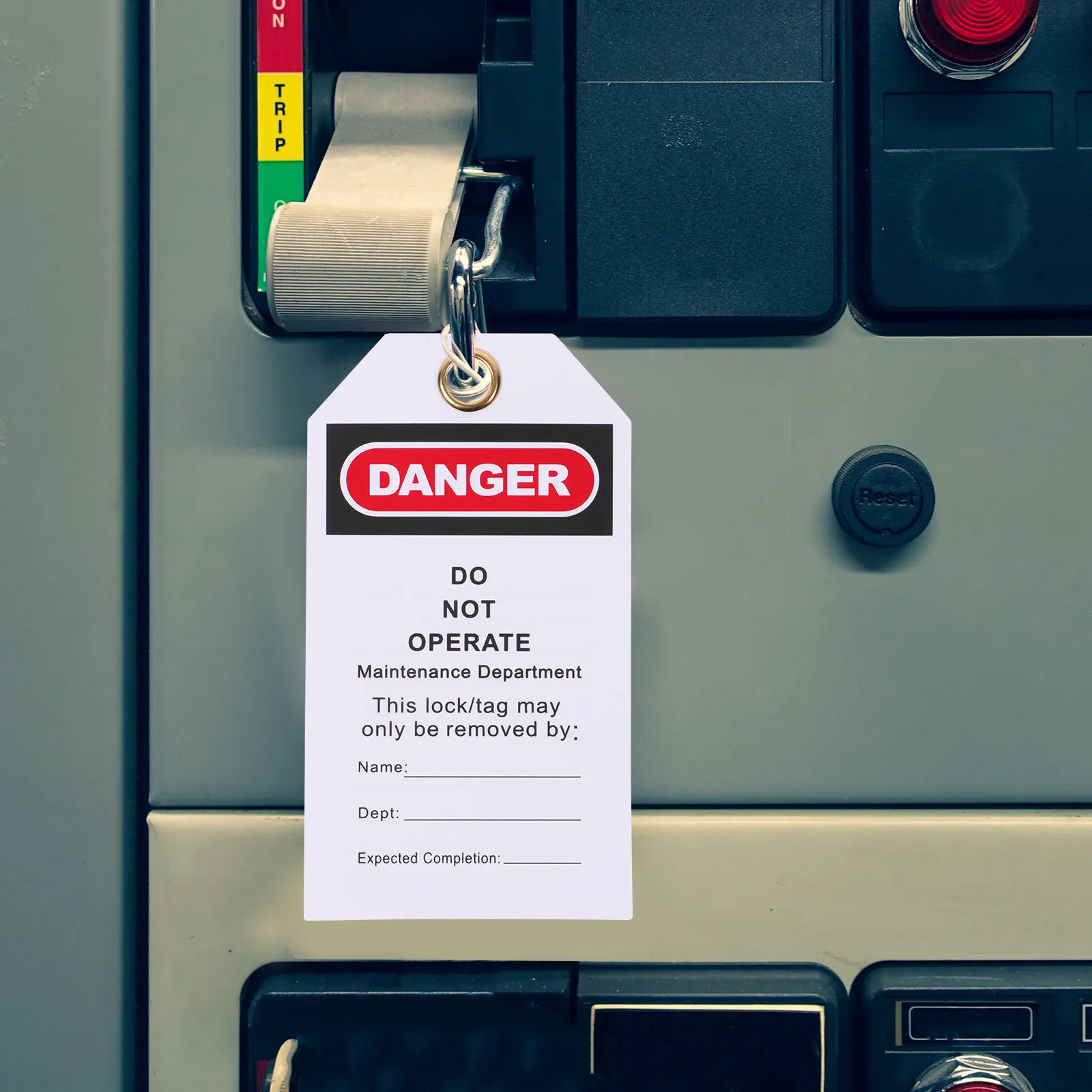 10 قطعة علامة تحذير قفل العلامات للمعدات تحديد السلامة مصنع استخدام خطر تنبيه علامة بولي كلوريد الفينيل المعادن لا تعمل