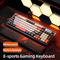 EWEADN Wired Gaming Keyboard, 98 Keys RGB Backlit, Ergonomic Design with Multimedia Knob, for Windows, Laptop Office Gaming
