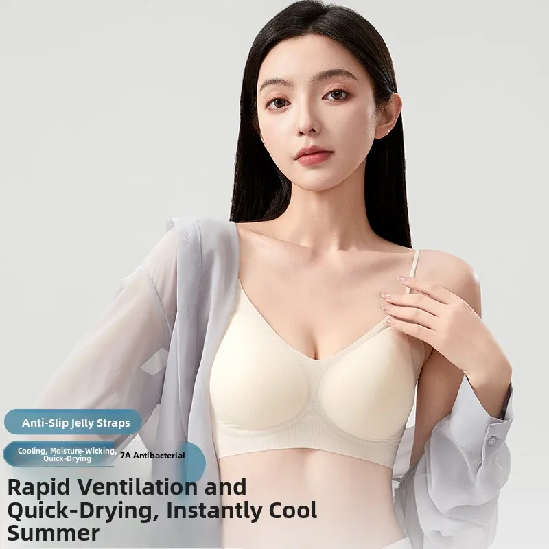 

Ultra-Thin Breathable Wireless Bra Women's Beautiful Back Gathered Underwear Thin Strap Bras Invisible Innerwear