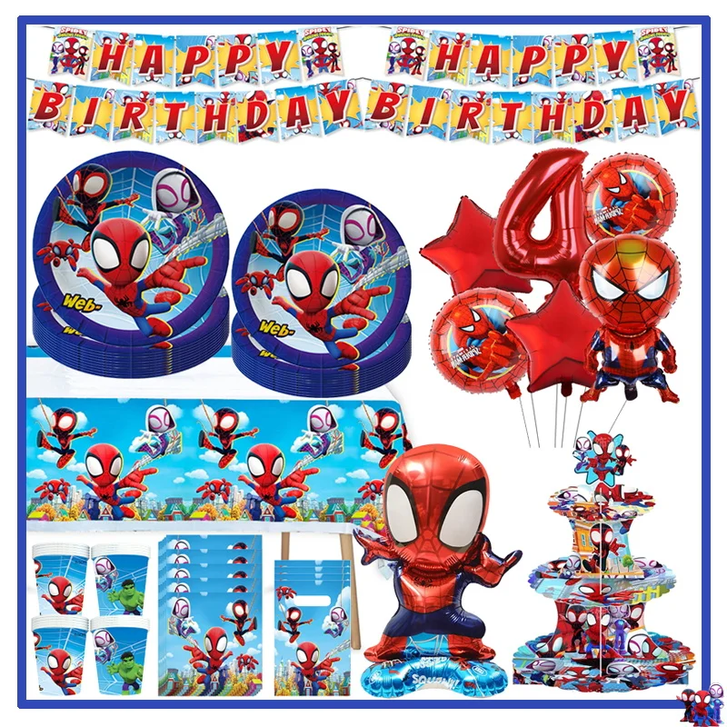 New Spidey And His Amazing Friends Birthday Party Decoration Supplies Spidey Balloons Paper Napkins Cups Plates Baby Shower Kids