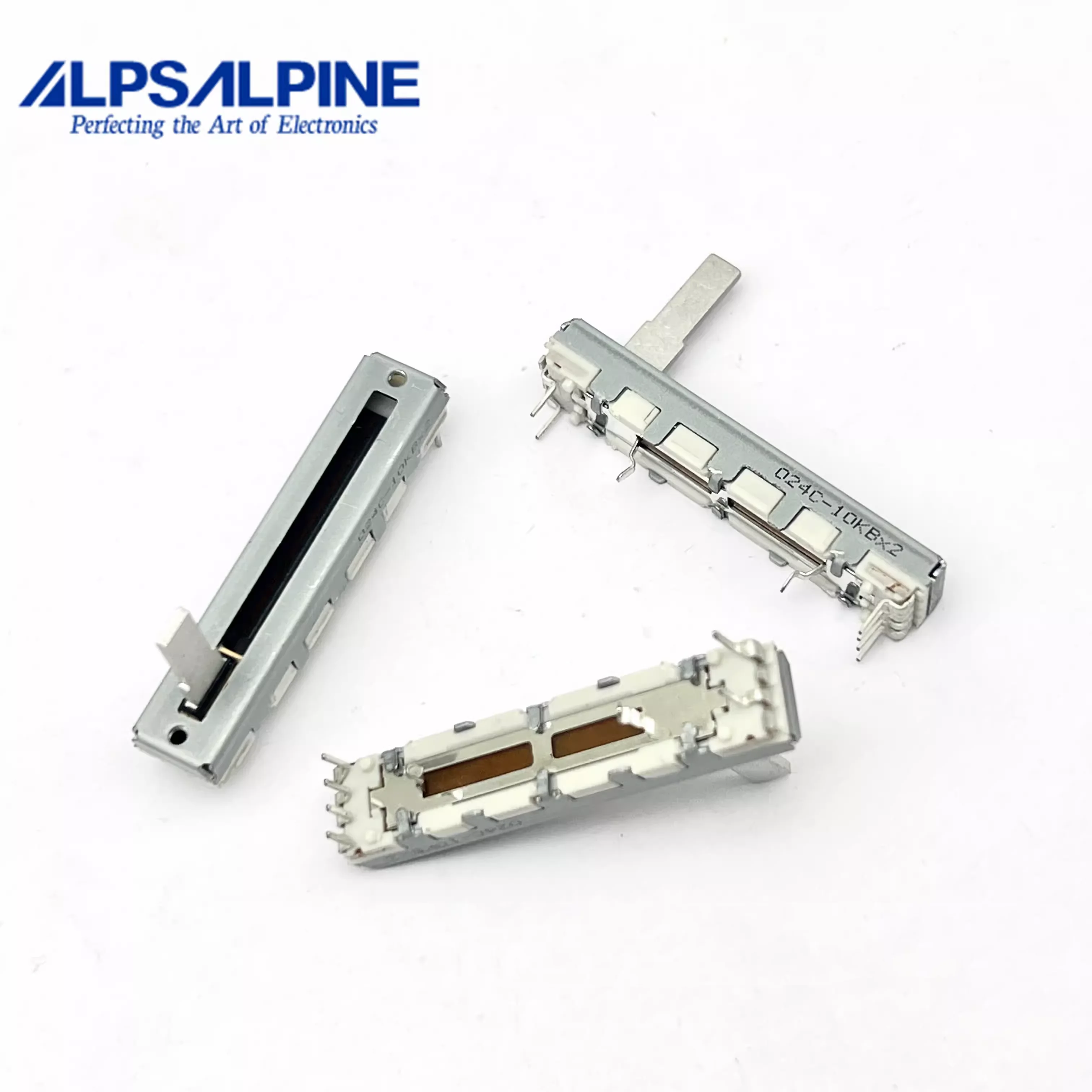 1pcs，Straight slip potentiometer，10KB×2，6Pin，Total length 45mm，  Mixing console volume putter