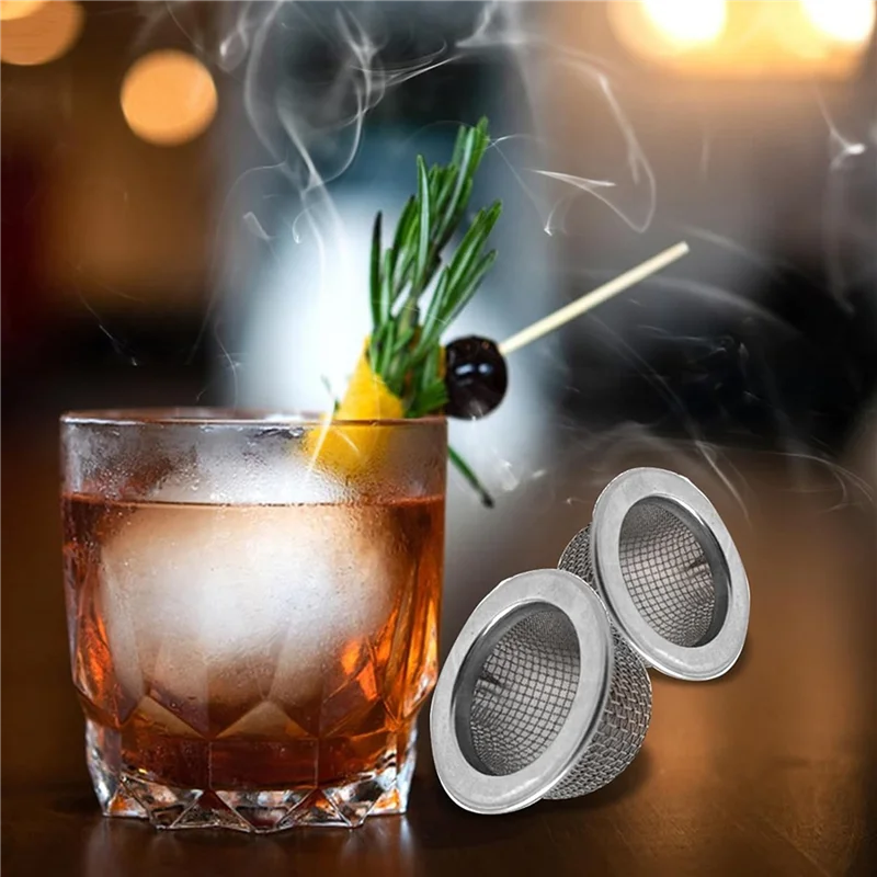 WORTHOWN-200 Stück Cocktail-Räucherfilter-Zubehör, Doppelsiebfilter, waschbare Filterschale aus Edelstahlgeflecht