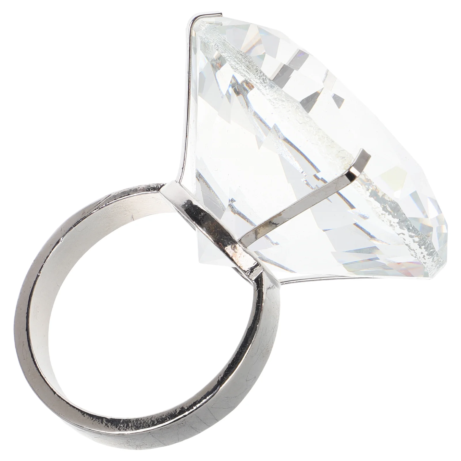 

Fake Engagement Ring for Women Wedding Set Props Diamond Jewelry Decor Transparent Glass