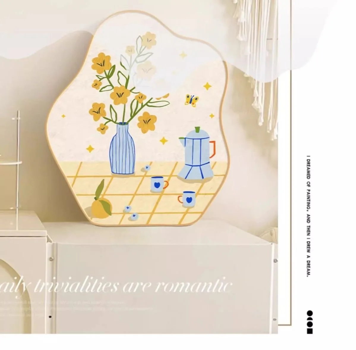 10-inch, 20x25cm Butter Crystal Porcelain Picture Stand, Healing Decorative Picture, Bedroom Bedside Table Wall Hanging Picture