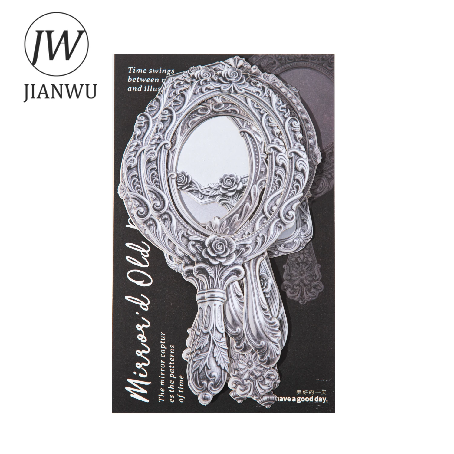 JIANWU Mirror Old Dream Series Vintage Hollow Mirror Landscape Material Collage Scrapbooking Sticker Creative Journal Stationery view 6