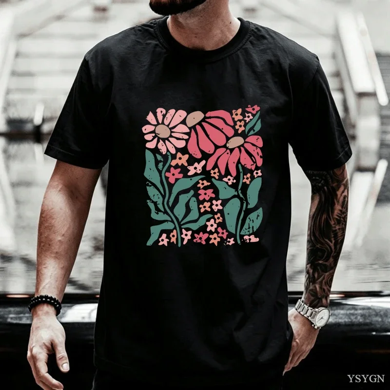 Boho Daisy Flower Tee Shirt Womens Botanical Tee Boho Wildflower T Shirt Plan Floral T-shirt Gardener Trendy Tee Men Woman Tops