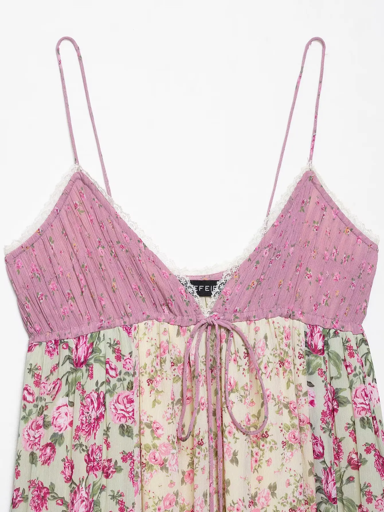 KONDALA Abito da donna carino floreale con scollo a V Abito lungo con stampa retrò 2025 Abito da donna romantico per feste in giardino moda estate autunno