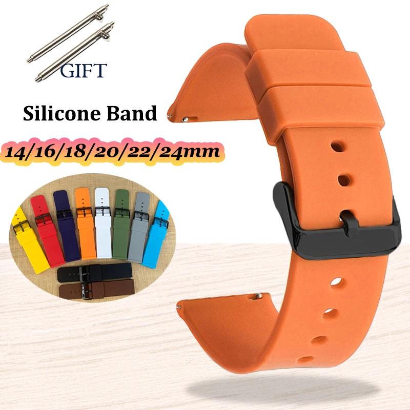 Universal Watch Straps 20mm 22mm 24mm 14mm 16mm 18mm Quick Release Silicone Band for Samsung for Huawei Women&Men Accessories