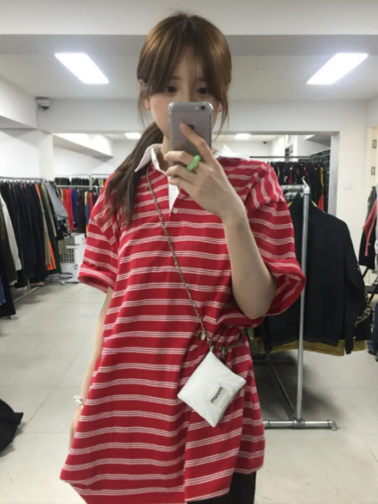 تي شيرت فضفاض كاجوال ort Sve مع ياقة رفيعة بتصميم مخطط كوري Sle بقصة مستقيمة للصيف للشابات