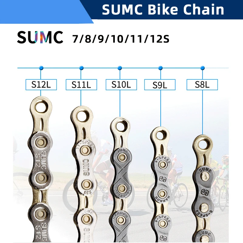 Sumc Mountain Road Bicycle Chain Ultra Light High Quality 8/9/10/11/12 Speed 116/126 Link 8v 9v 10v 11v 12 V Shifting Chains