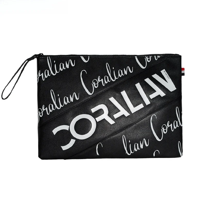 new-coralian-unisex-black-handbag-casual-fashion-sports-file-storage-bag-square-shape-medium-hardness-pu-material-for-daily-use
