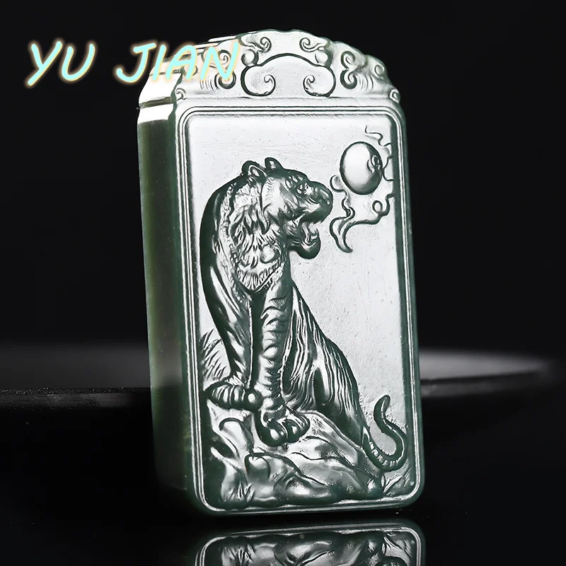 

Brand New Hetian Cyan Jade Men And Women Beautifully Carved Tiger Black And Green Pendant Natural Jadeite Necklace Jewelry With