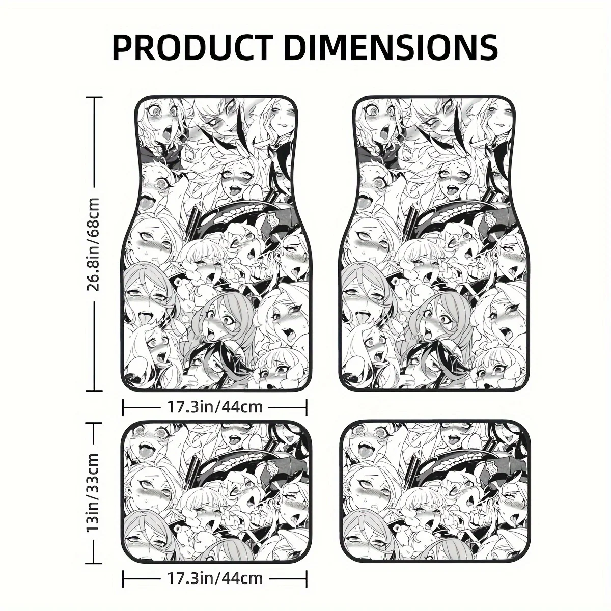 4pcs Anime Girl Design Car Floor Mats Fit Non-Slip Rubber Front Rear Waterproof Easy To Clean Auto Interior Accessories