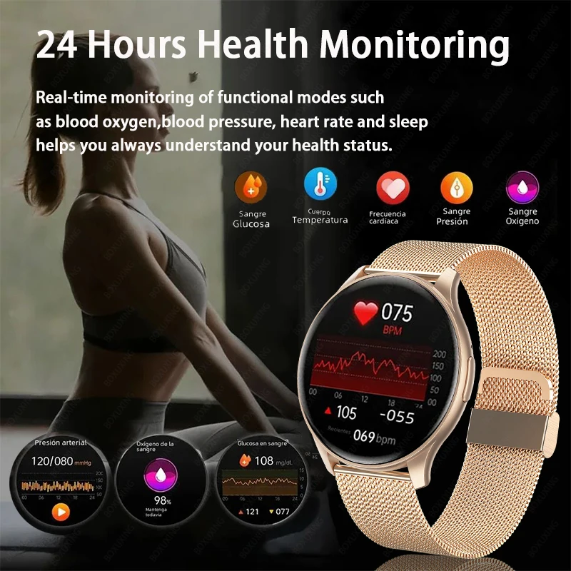 Imagem -03 - Full Touch Amoled Relógio Inteligente para Homens e Mulheres Chamada Bluetooth Faça Você Mesmo Dails Esportes Fitness Impermeável Monitoramento de Saúde Novo