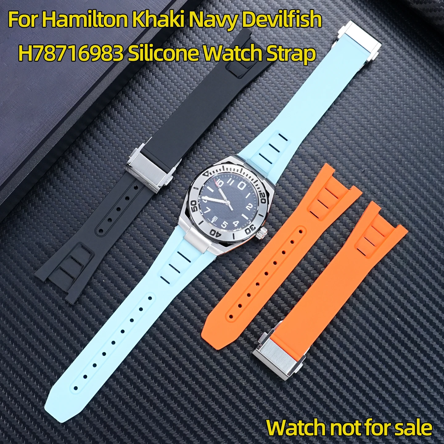 

Ремешок для часов Hamilton Khaki Navy Devilfish H78716983 H78716333, резиновый ремешок с выемками, мужской силиконовый ремешок для часов, аксессуар