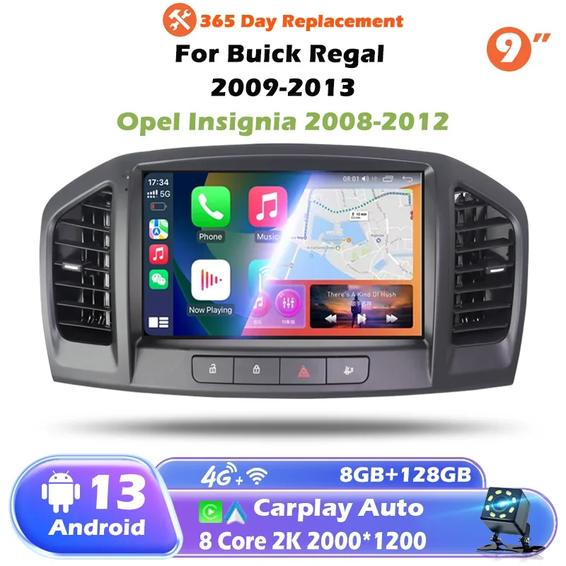 Newest Car Radio Carplay Android Auto For Opel Insignia 2008 - 2012 For Buick Regal 2009 - 2013 Navigation GPS Stereo 4G Wifi