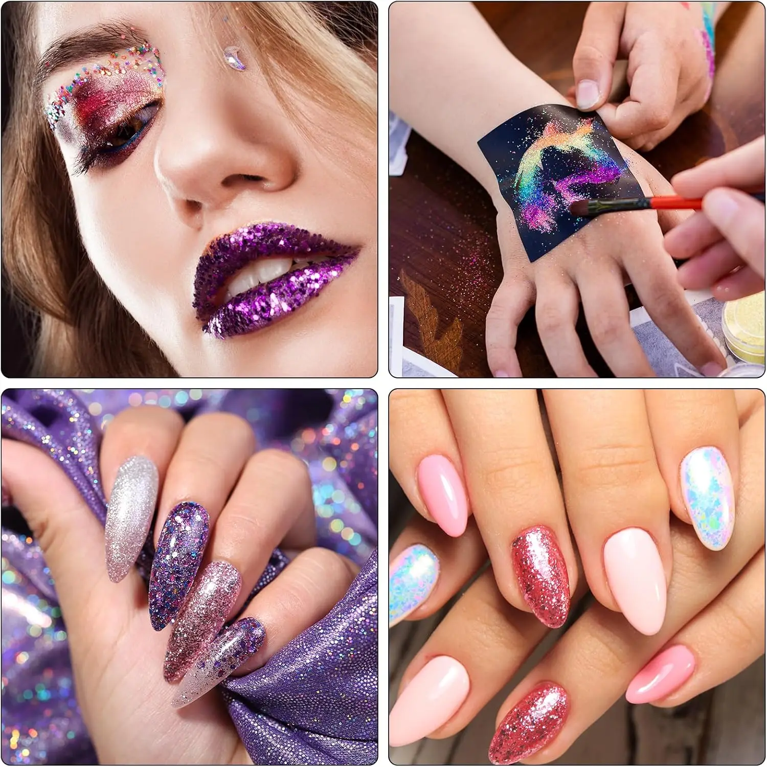 مجموعة 24 زجاجة 1.76 أونصة 50 جرام مسحوق حرفي لامع مكتنز ثلاثي الأبعاد مختلط مكتنزة غرامة مسمار الترتر للأظافر ، ديكور المهرجان #6