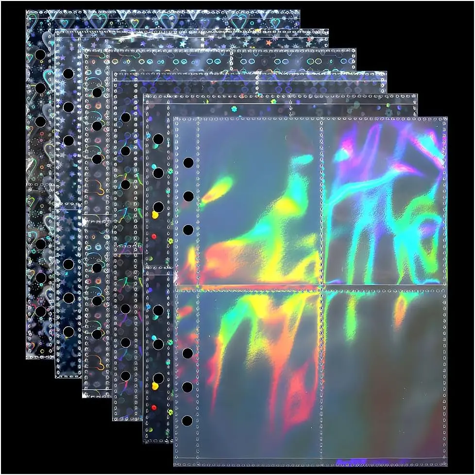 

Новые 24 листа формата А5, рукава для переплета, листы для переплета с 8 карманами, 6 кольцами, двусторонний рукав для фотокарт, лазерный фотоальбом