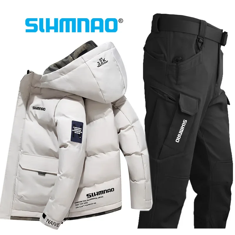 

Men's Winter Fishing Set Warm Coat Outdoor Sports Hiking Skiing Set Windproof Jacket Waterproof Tactical Fishing Pants