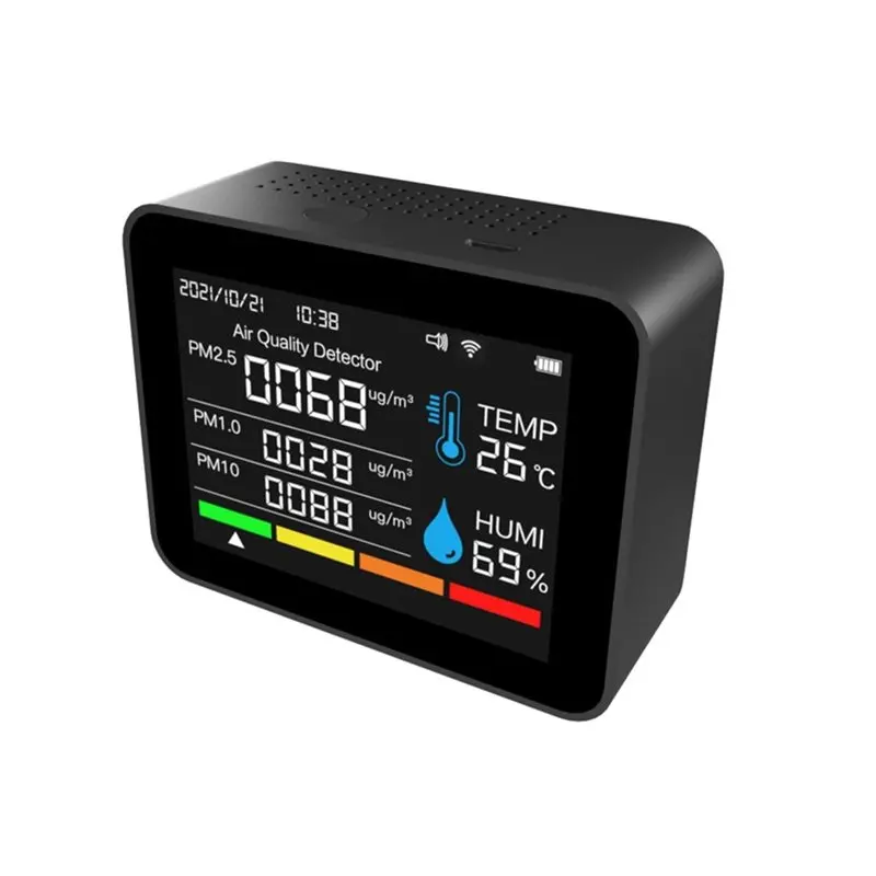 IALJ-Tuya Smart WIFI Air Quality Detector 9 In 1 Indoor PM2.5 PM10 Temp Humidity Tester For Home Room Monitoring