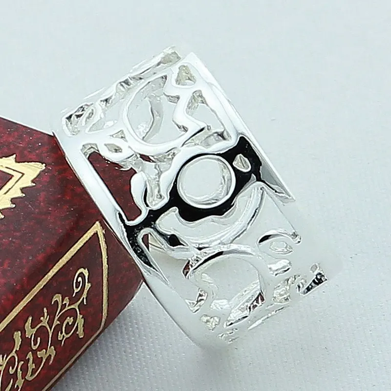 Hot-Selling 925 Sterling Silver Engraved Flower Pattern Open Ring For Women Beautiful Engagement Wedding Party Nice Jewelry