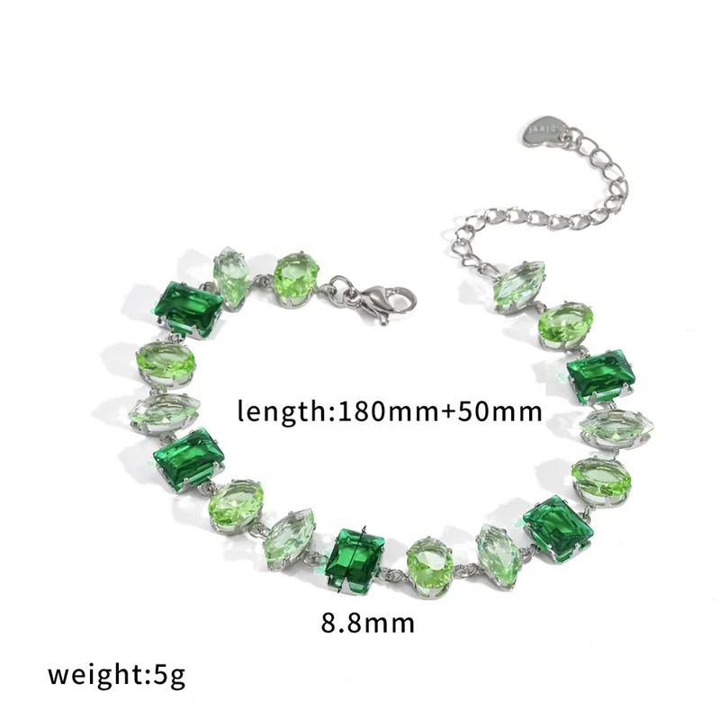 EILIECK Delicate Colorful Luxury Cubic Zirconia Chain Chic Bracelet Bangle Women Stainless Steel Wrist Jewelry Waterproof Gift