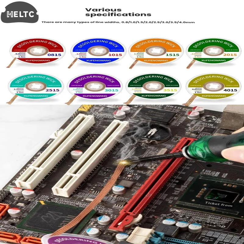 

Pure Copper Soldering Wick Tin Lead Cord Flux 1-4mm 1.5/3M Desoldering Mesh Braid Tape Copper Welding Point Solder Remover Wire