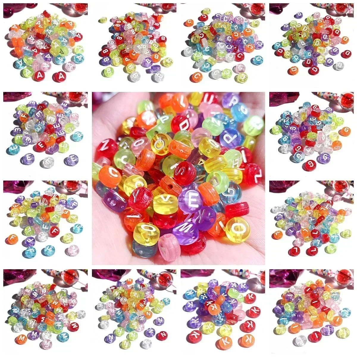100-500PCS AcrylicTransparent  A-Z 26 Letter Beads colorful Round Loose Spacer Beads For Jewelry Making Diy Bracelet Accessories
