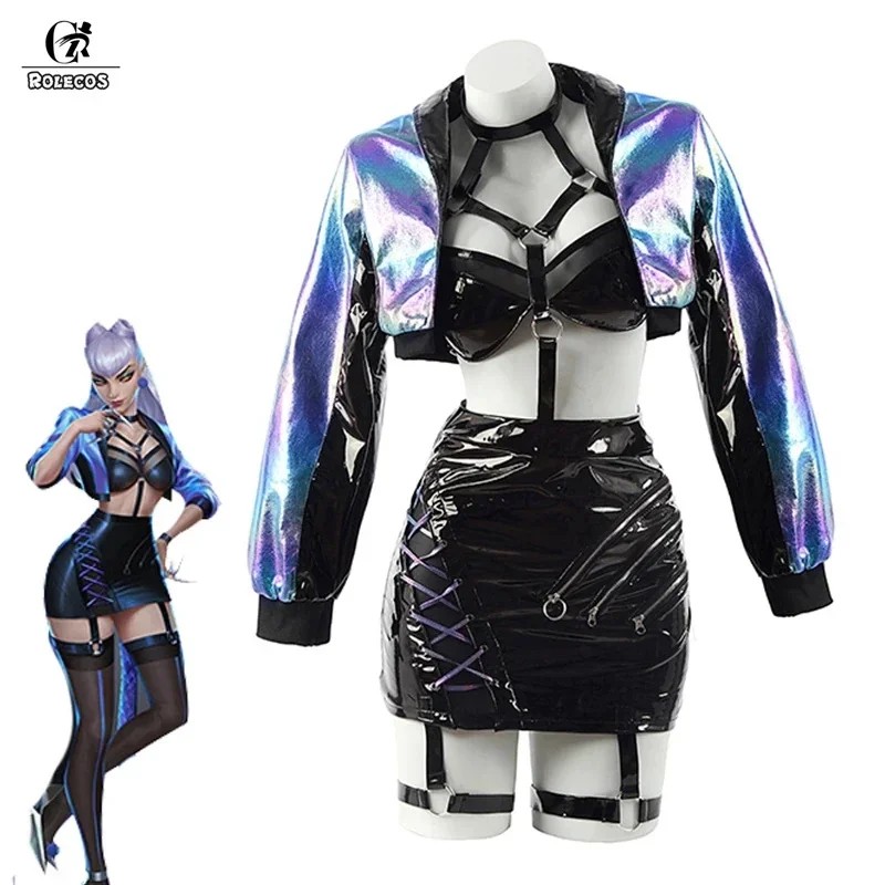 

Rolecos game lol kDa cosplay costume Evelynn cosplay costume women sexy kDa all out Evelynn Halloween costume bra skirt full set