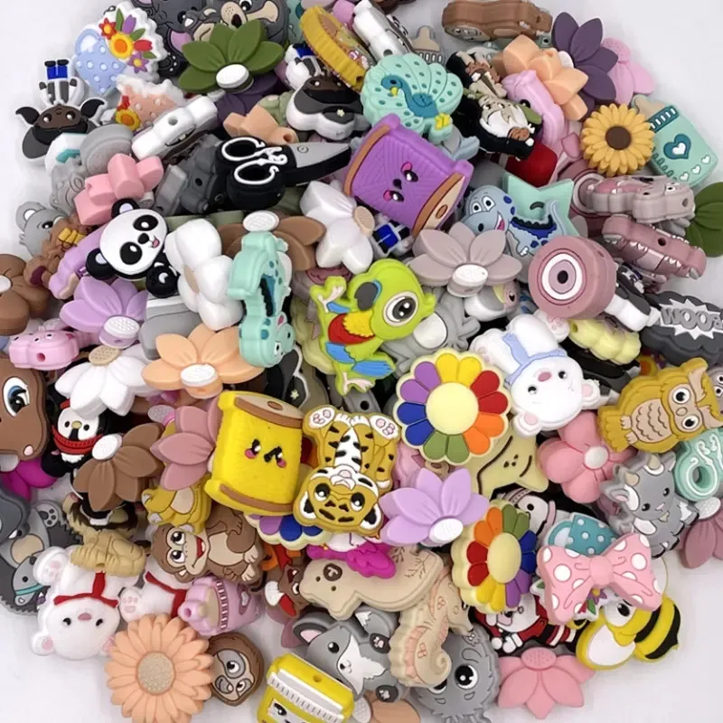 

200/500pcs Mix Silicone Beads Food Grade Silicone Focal Beads DIY Pacifier Chain Beads Baby Teething Toys Jewelry Accessorie