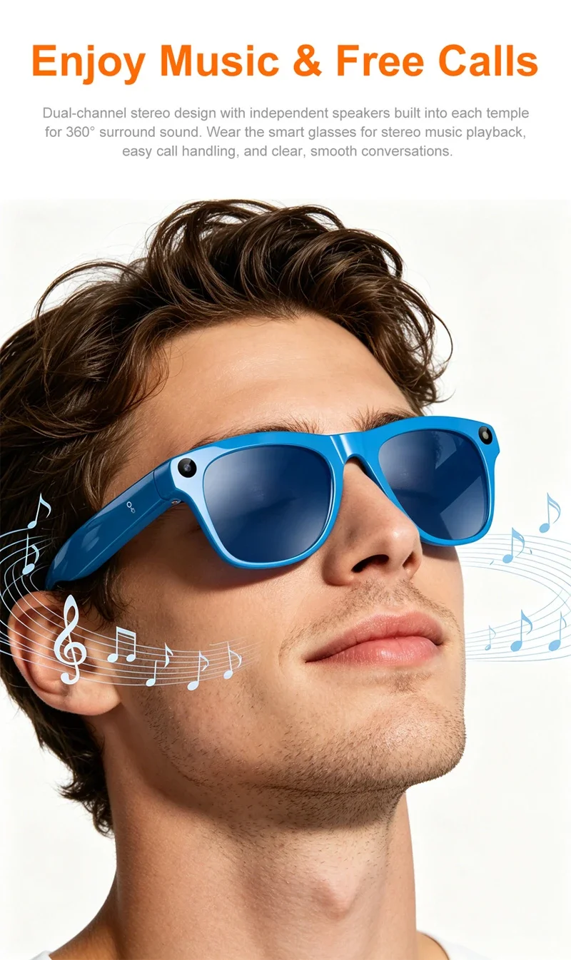 Lenovo 2026 Neue Upgrade-AI-Smart-Brille, 1600W HD 8K Videoaufnahmekamera, Echtzeit-KI-Übersetzung, Bluetooth-Anrufe und Musikwiedergabe – Detail 5