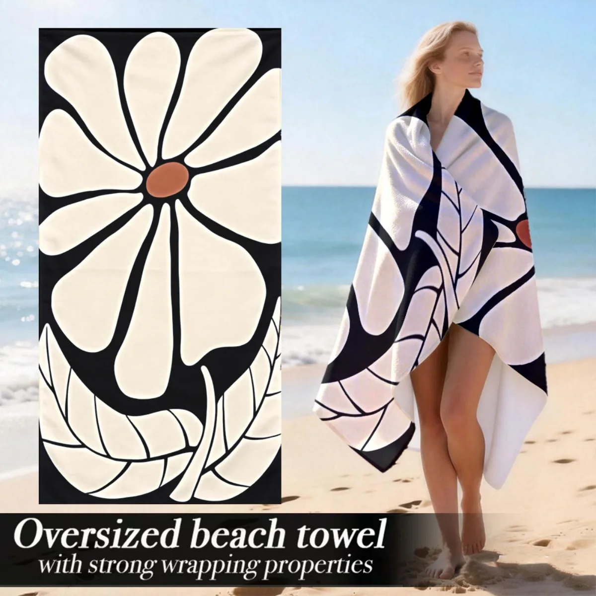 Retro Floral Oversized Beach Towel Patterned Sunscreen And Windproof Suitable For Swimming Pool Camping Travel Blanket