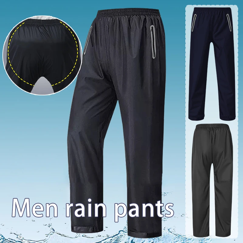 M-4XL dla dorosłych wodoodporne spodnie przeciwdeszczowe oddychające dwuwarstwowe w pasie unisex praca na świeżym powietrzu wędkarstwo piesze wycieczki spodnie przeciwdeszczowe