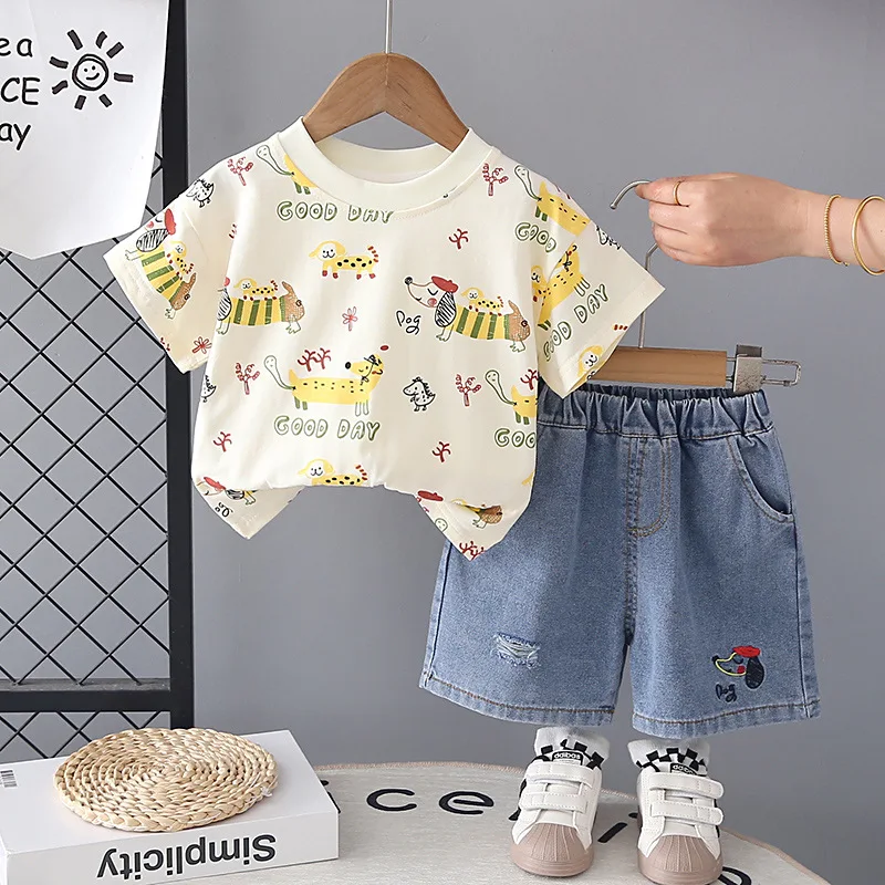 New Children Boys Summer Casual Clothes Fashion Cartoon T-shirts + Shorts 2Pcs/Sets Kids Casual Outfits Infant Tracksuit 1-5Y